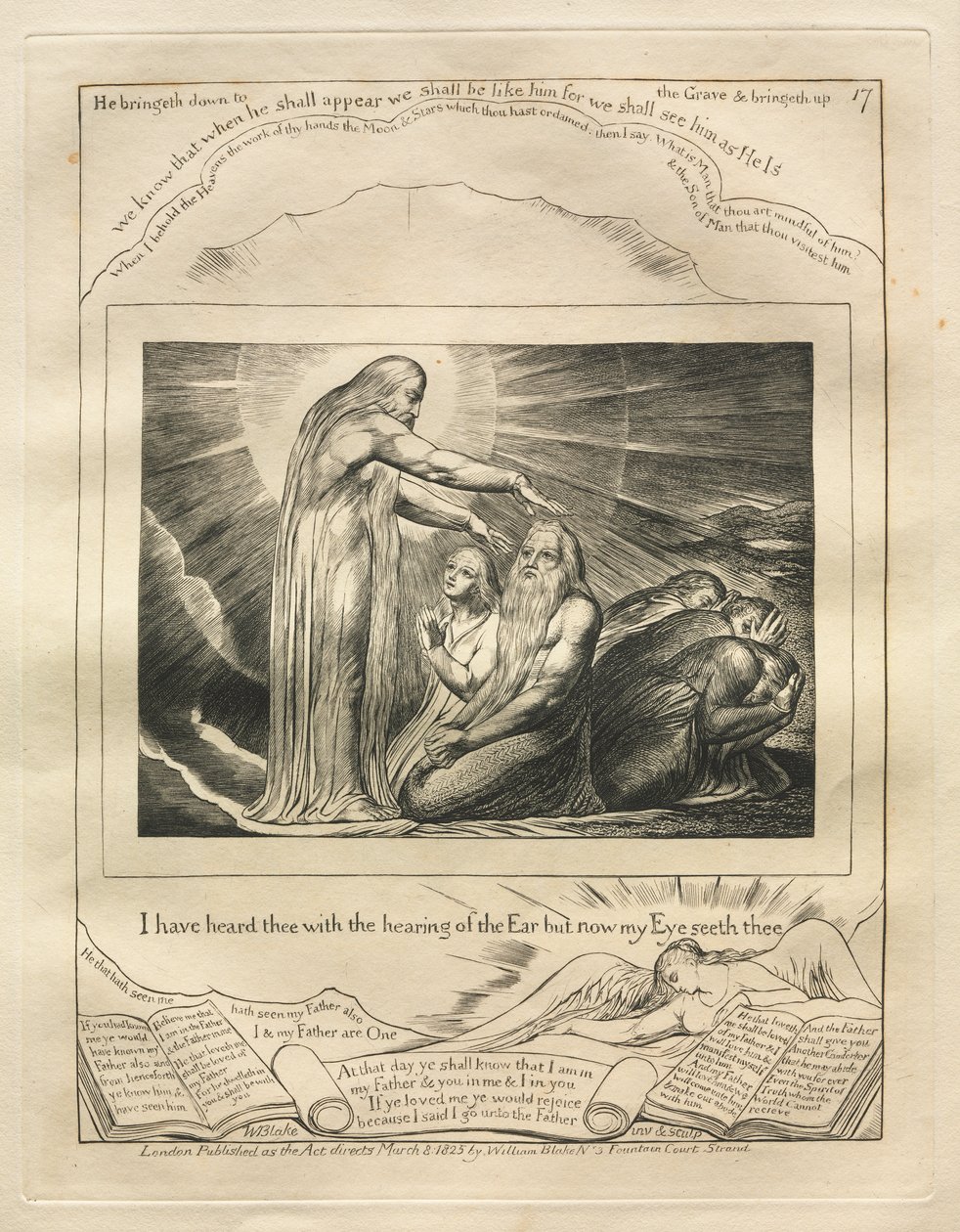 Eyüp Kitabı: Pl. 17, seni kulakla işittim ama şimdi gözüm seni görüyor by William Blake