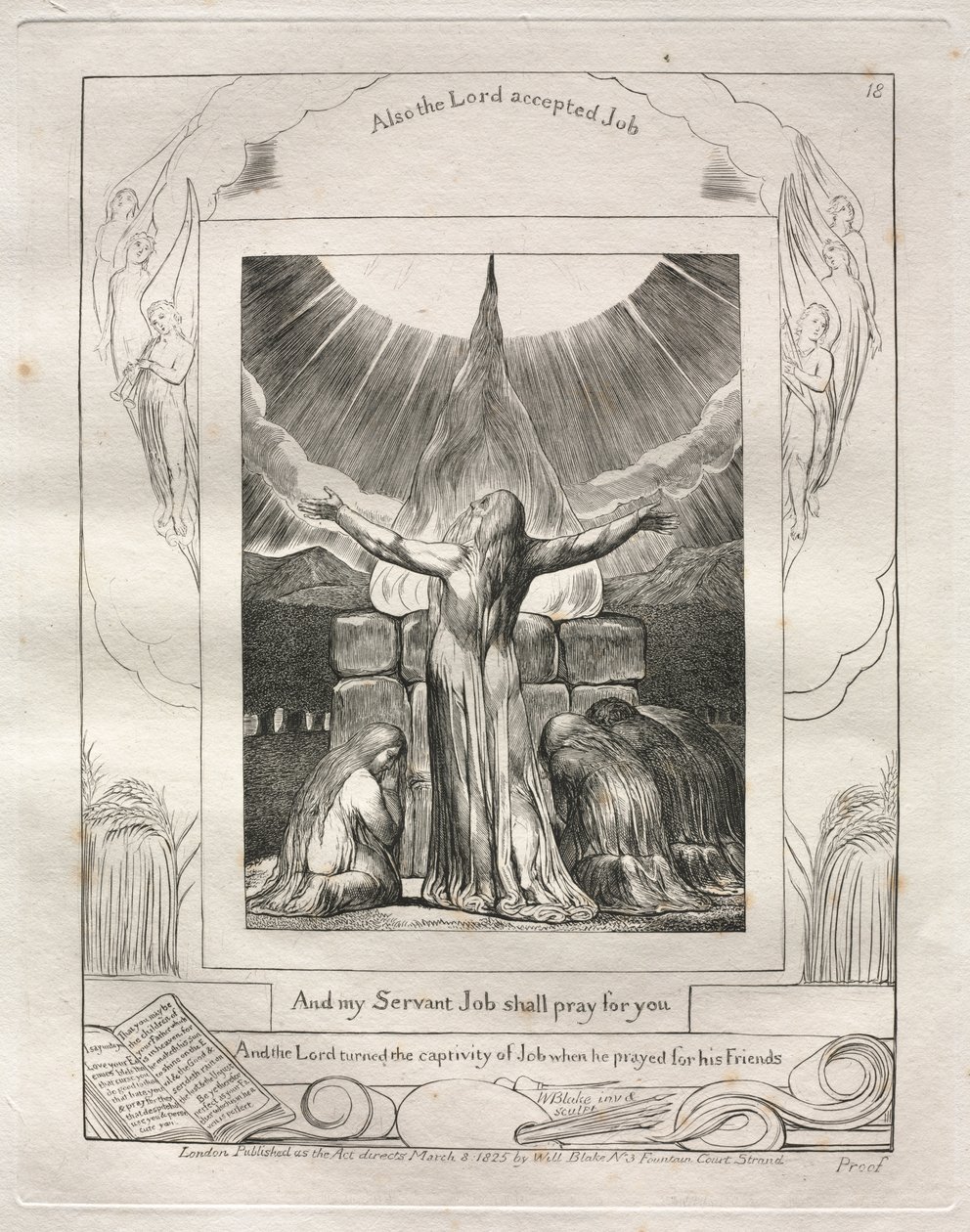 Eyüp Kitabı: Pl. 18 Ve kulum İşim senin için dua edecek by William Blake