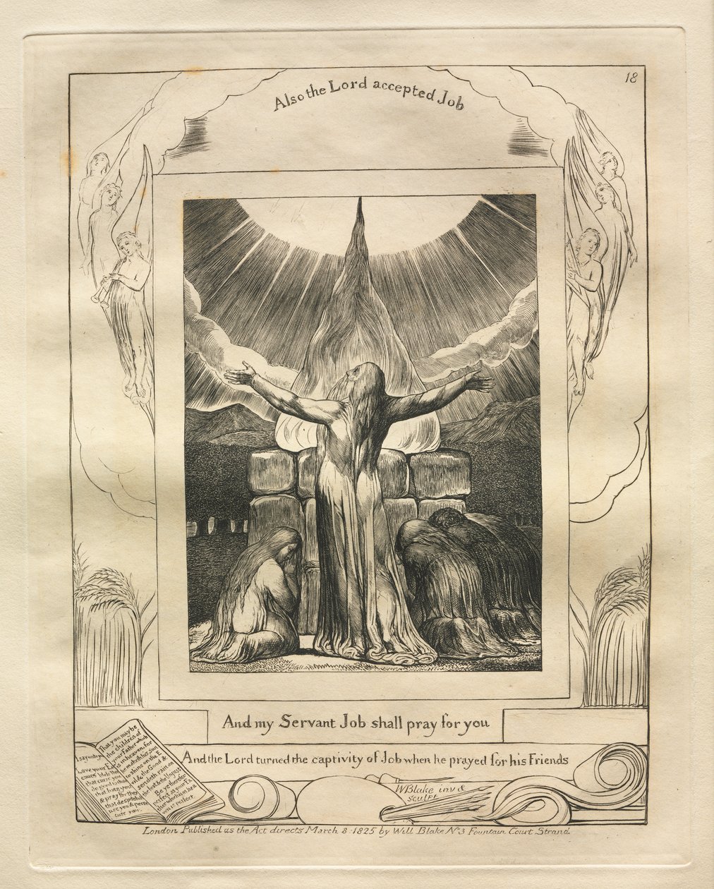 Eyüp Kitabı: Pl. 18 Ve kulum İşim senin için dua edecek by William Blake