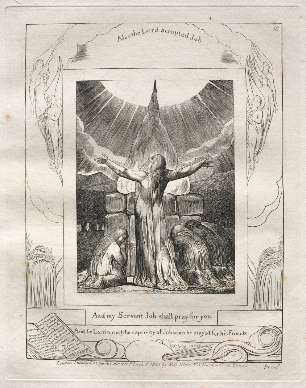 Eyüp Kitabı: Pl. 18 Ve Hizmetçim İşim senin için dua edecek, 1825. by William Blake