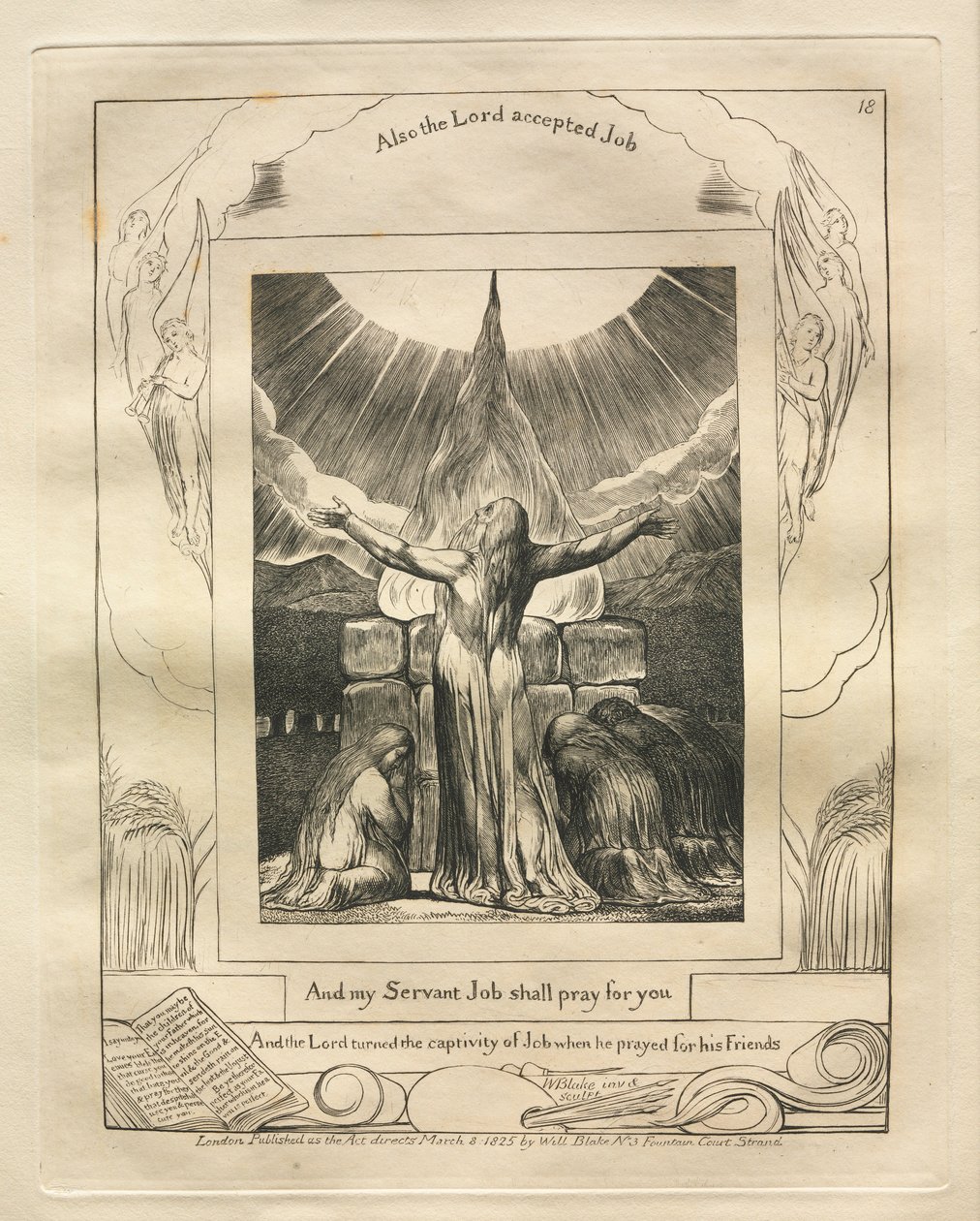 Eyüp Kitabı: Pl. 18 Ve Hizmetçim İşim senin için dua edecek, 1825. by William Blake