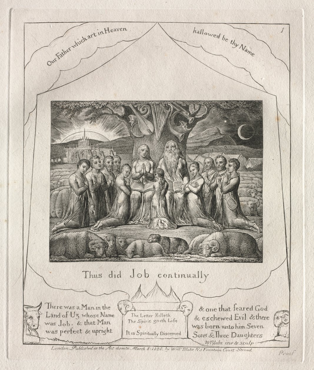 Eyüp Kitabı: Pl. 1, Eyüp sürekli böyle yaptı by William Blake
