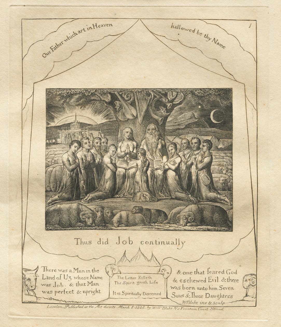 Eyüp Kitabı: Pl. 1, Eyüp sürekli böyle yaptı by William Blake