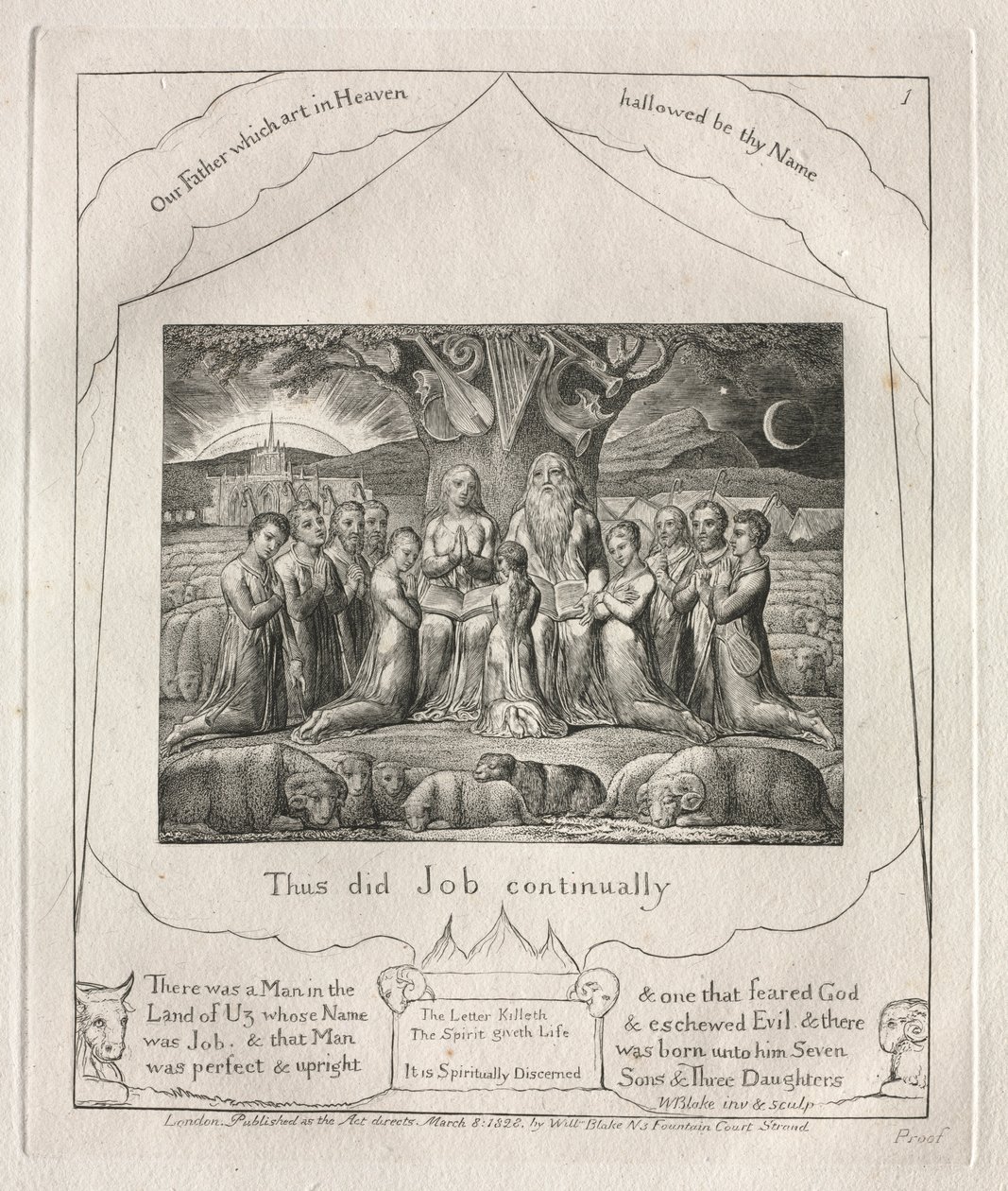 Eyüp Kitabı: Pl. 1, İş sürekli böyle yaptı, 1825. by William Blake