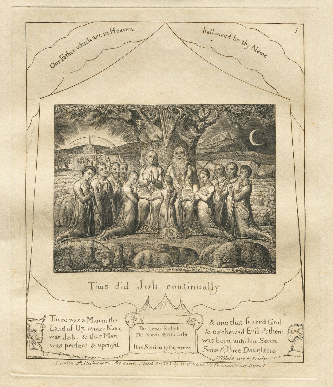 Eyüp Kitabı: Pl. 1, İş sürekli böyle yaptı, 1825. by William Blake