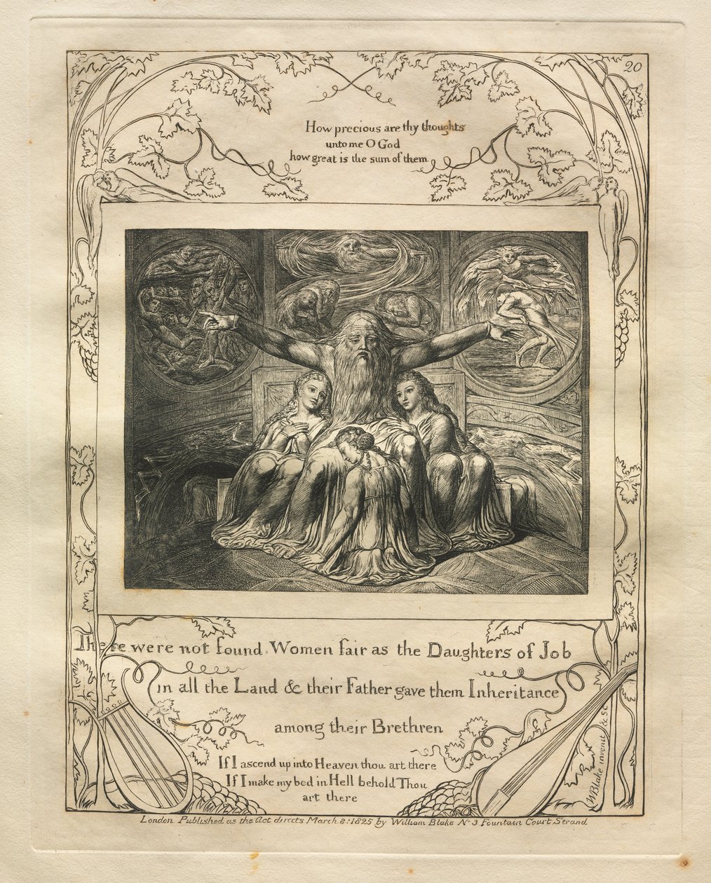 Eyüp Kitabı: Pl. 20, Eyüp'ün Kızları Kadar Güzel Kadınlar Bulunamadı / Bütün Memleketlerde by William Blake
