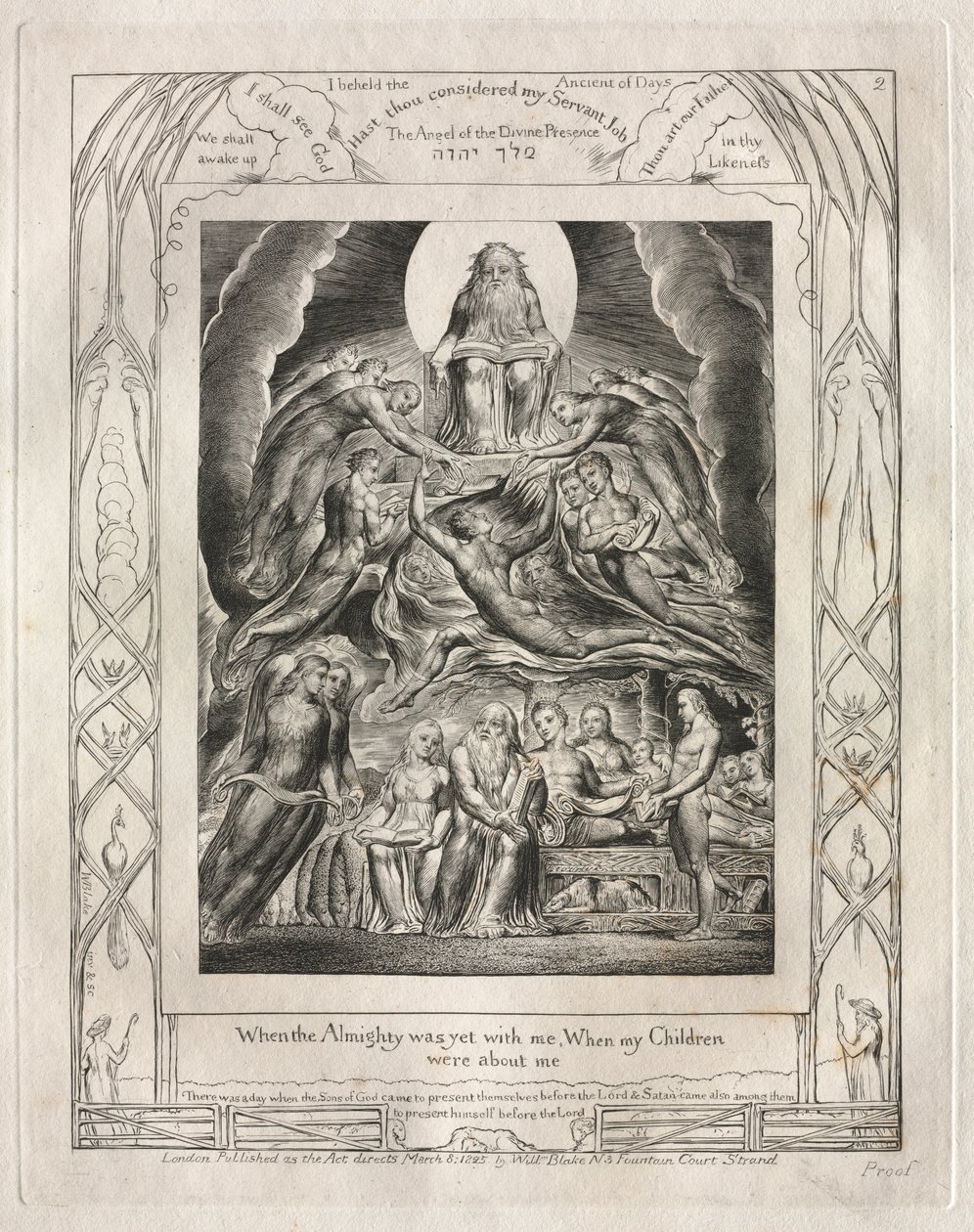 Eyüp Kitabı: Pl. 2, Yüce Yaradan henüz benimleyken, Çocuklarım / benimleyken by William Blake
