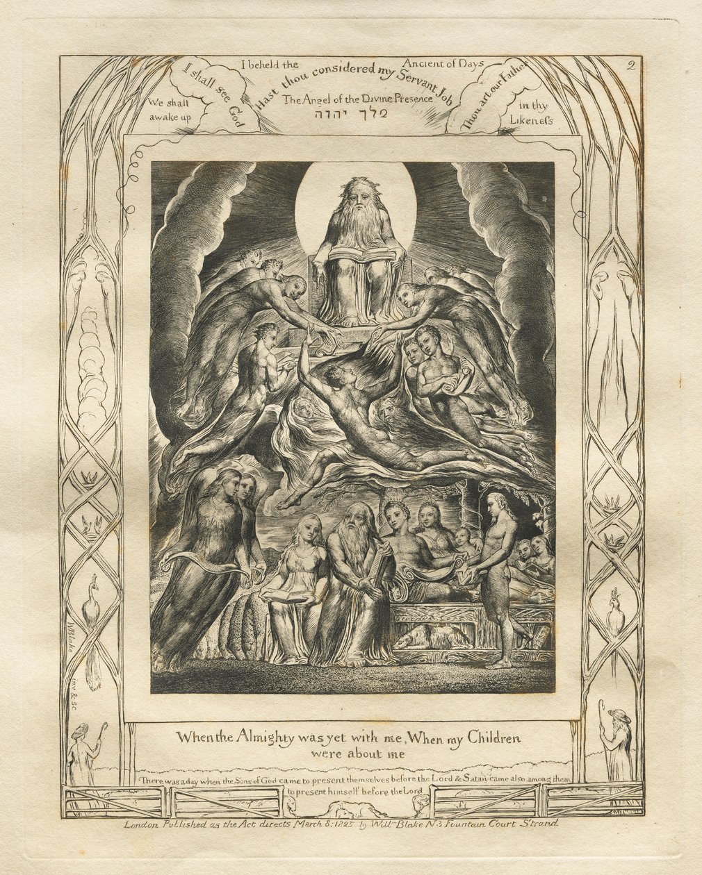 Eyüp Kitabı: Pl. 2, Yüce Allah henüz benimleyken, Çocuklarım / benimleyken by William Blake