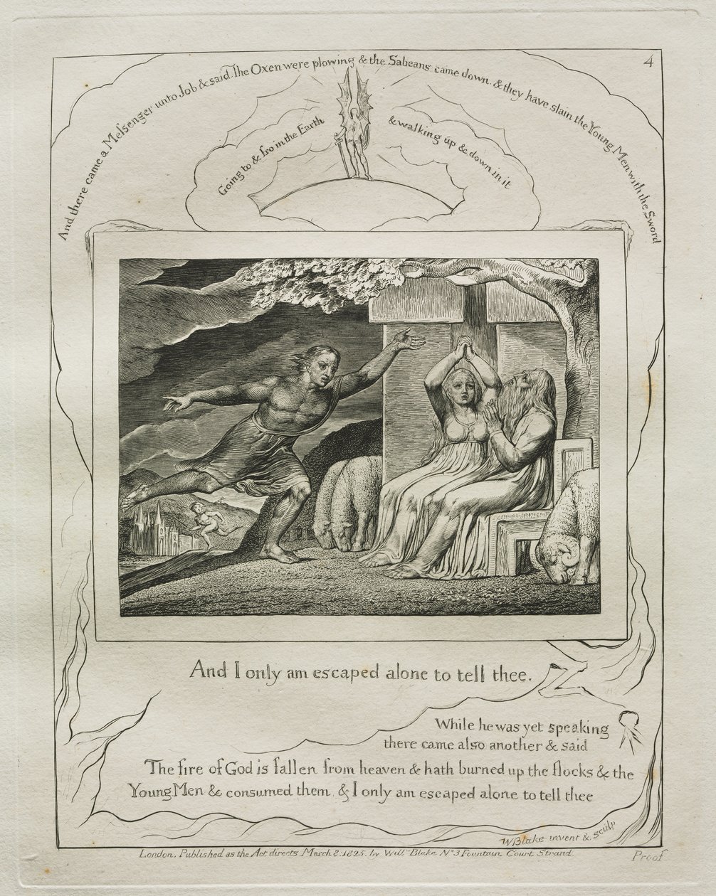 Eyüp Kitabı: Pl. 4 Ve ben sadece sana söylemek için kaçtım by William Blake