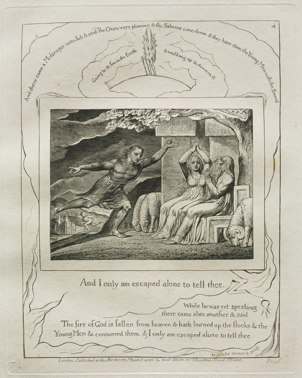 Eyüp Kitabı: Pl. 4 Ve ben sadece sana söylemek için kaçtım, 1825. by William Blake