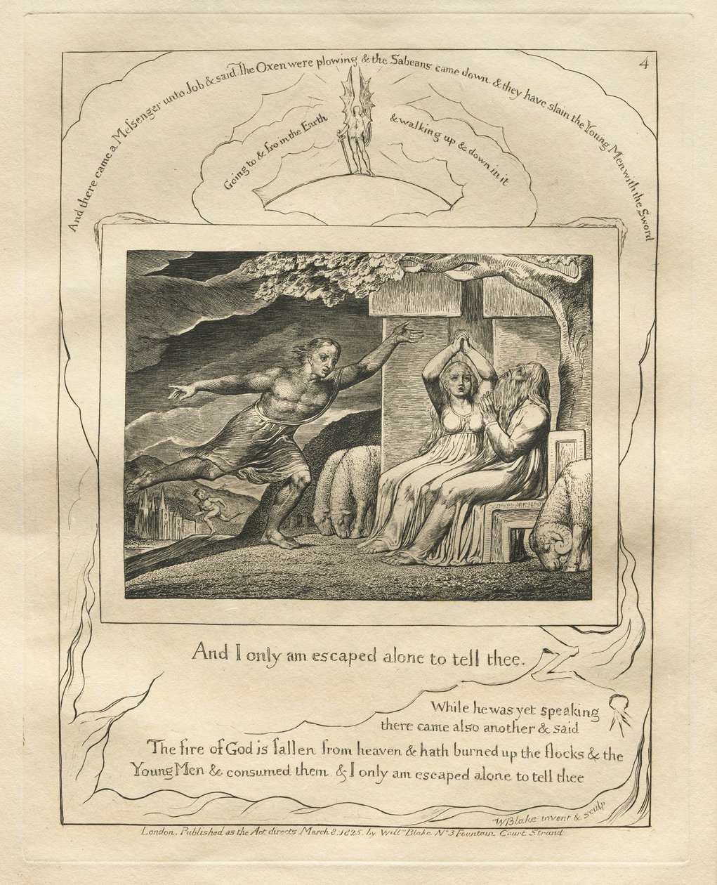 Eyüp Kitabı: Pl. 4 Ve ben sadece sana söylemek için kaçtım, 1825. by William Blake