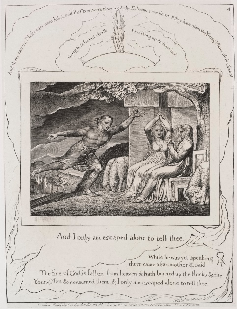 Eyüp Kitabı: Pl. 4 ve ben yalnız sana söylemek için kaçtım by William Blake