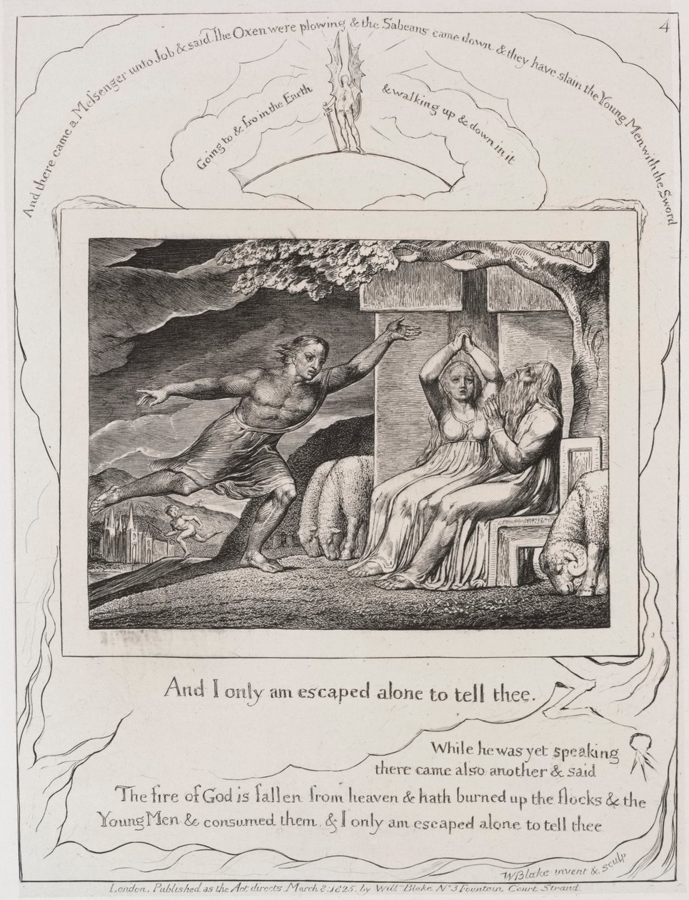 Eyüp Kitabı: Pl. 4 ve ben sadece sana söylemek için kaçtım, 1825. by William Blake