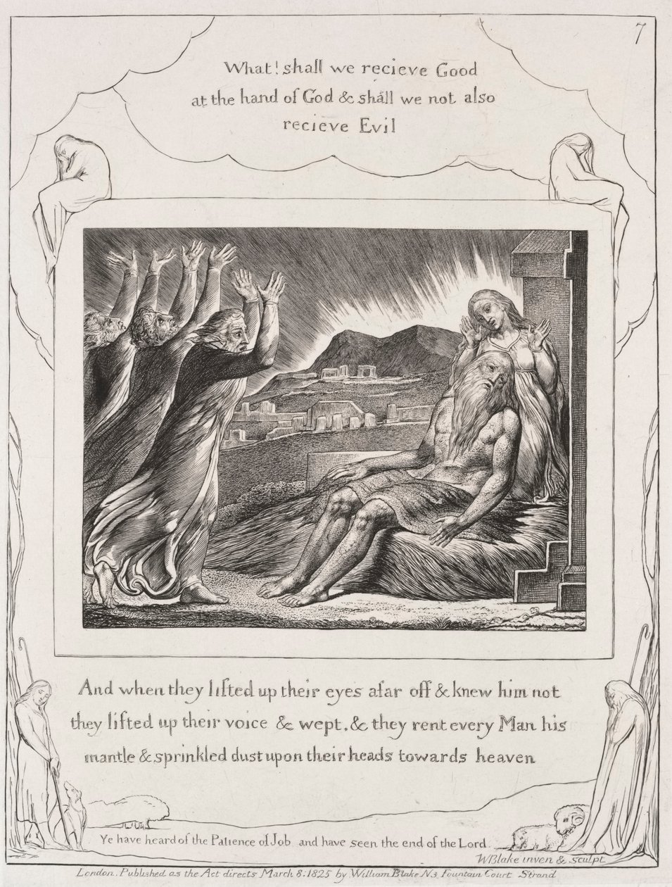 Eyüp Kitabı: Pl. 7 Ve gözlerini kaldırdıklarında, 1825. by William Blake