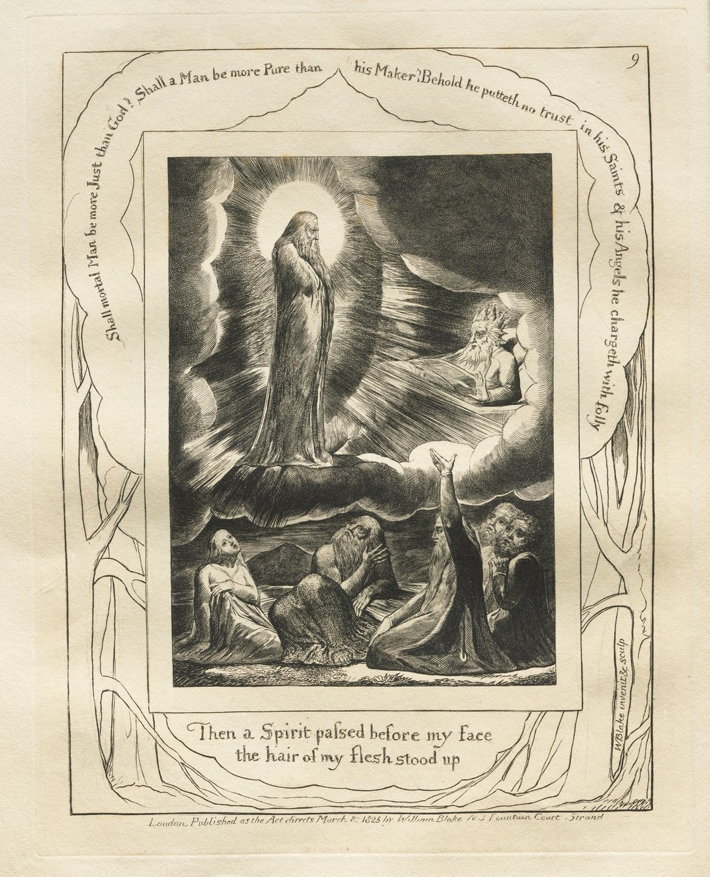 Eyüp Kitabı: Pl. 9 Sonra yüzümün önünden bir Ruh geçti / etimin kılları ayağa kalktı. by William Blake