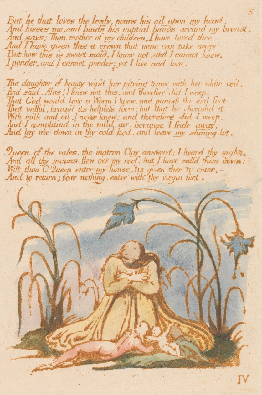 Thel Kitabı, Levha 7, "Ama alçakgönüllüyü seven . . . . " by William Blake