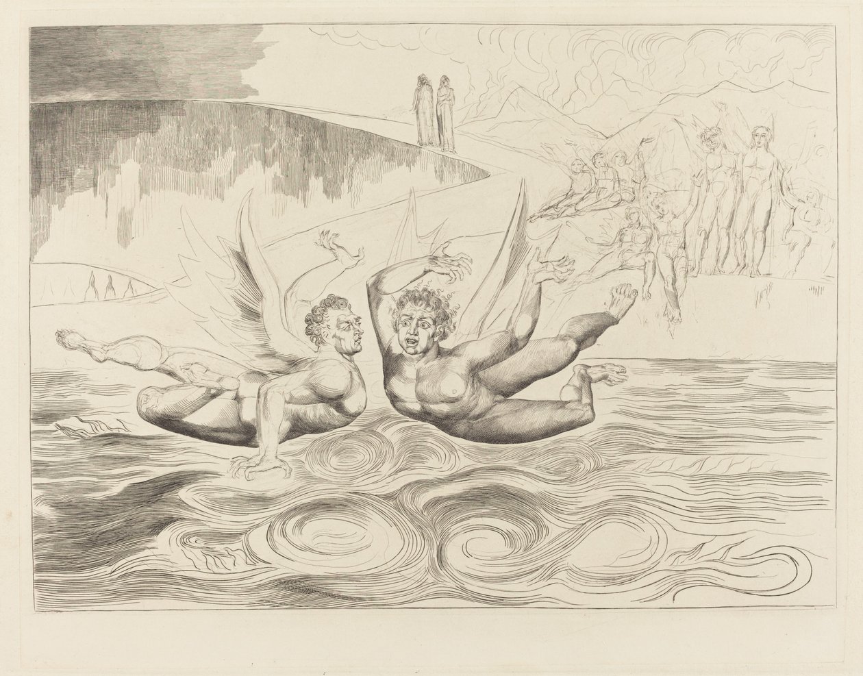 Yolsuz Yetkililer Çemberi; Birbirlerini Mauling Şeytanlar by William Blake