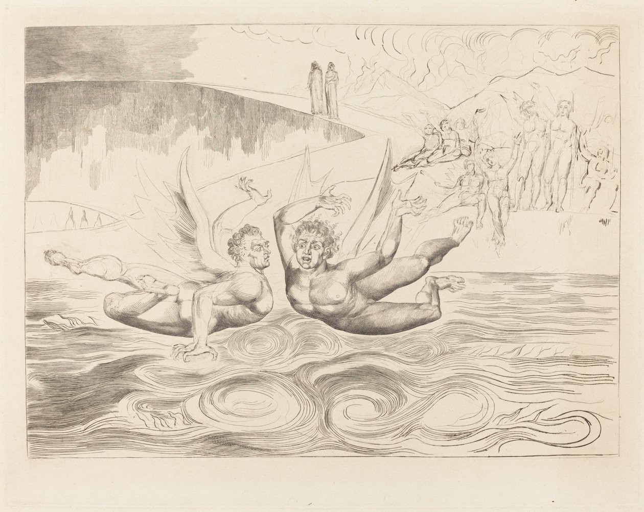 Yolsuz Yetkililer Çemberi; Birbirlerini Mauling Şeytanlar by William Blake