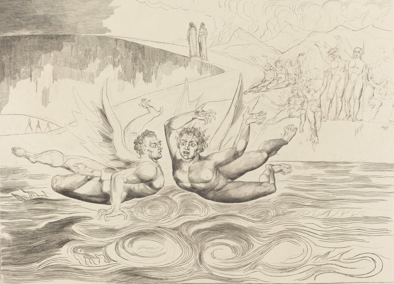 Yolsuz Memurlar Çemberi, Birbirlerini Mauling Şeytanlar, 1827. by William Blake