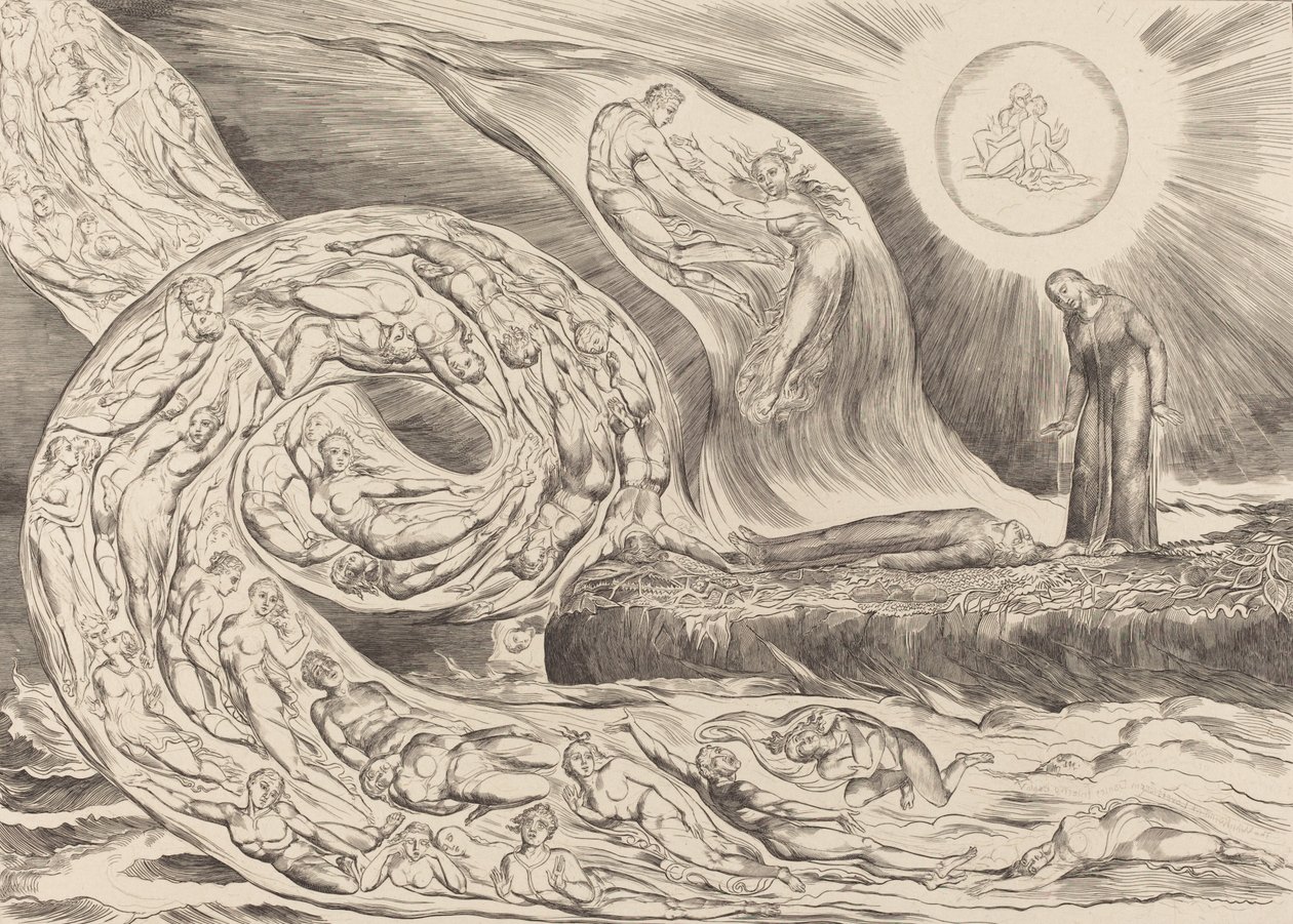 Şehvetlilerin Çemberi: Paolo ve Francesca, 1827. by William Blake