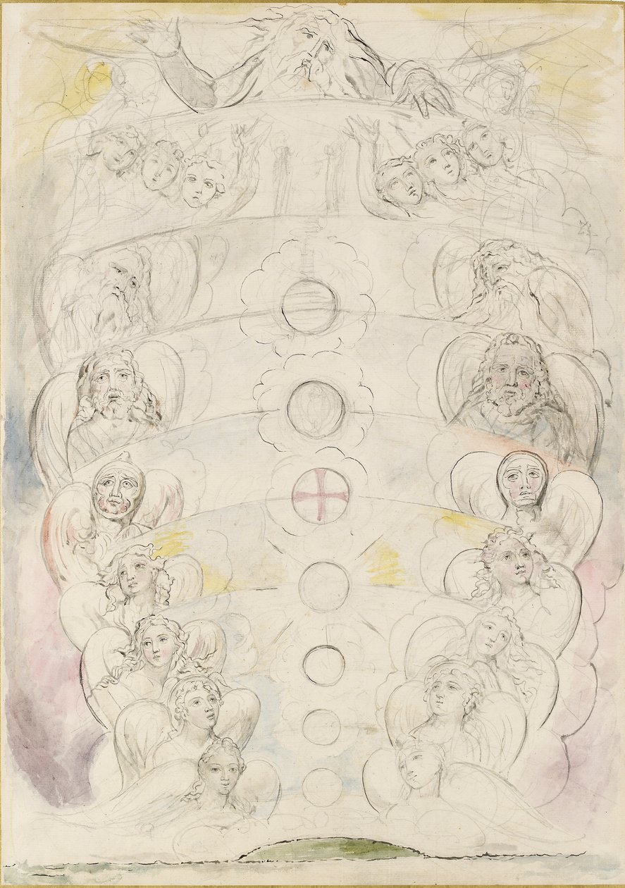 Dokuz Küreyi oluşturan Tanrı, 1825-1827 by William Blake