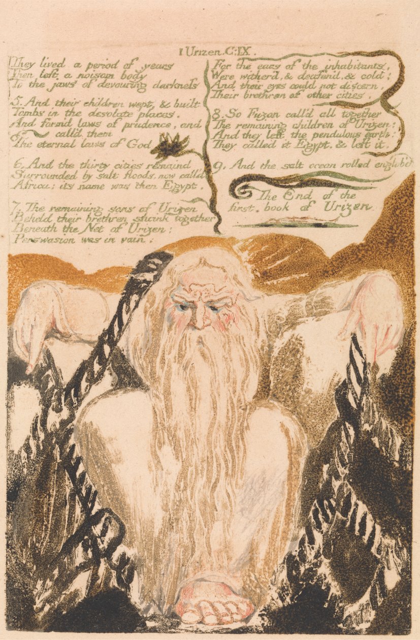 Urizen'in Birinci Kitabı, Levha 25, "Yıllarca bir süre yaşadılar . . . " (Bentley 28) by William Blake