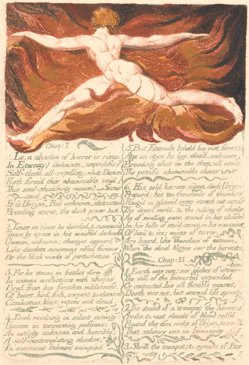 Urizen'in Birinci Kitabı, Levha 3, "Bölüm: 1 . . . " (Bentley 3) by William Blake