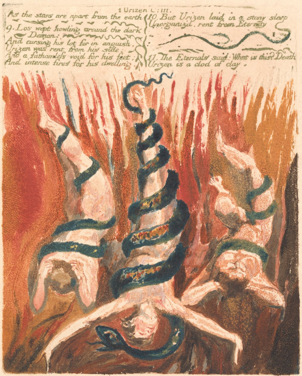 Urizen'in Birinci Kitabı, Levha 7, "Yıldızlar dünyadan nasıl ayrıysa... (Bentley 6) by William Blake
