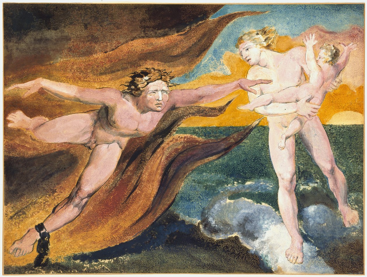 Bir Çocuğa Sahip Olmak İçin Mücadele Eden İyi ve Kötü Melekler, 1795 by William Blake