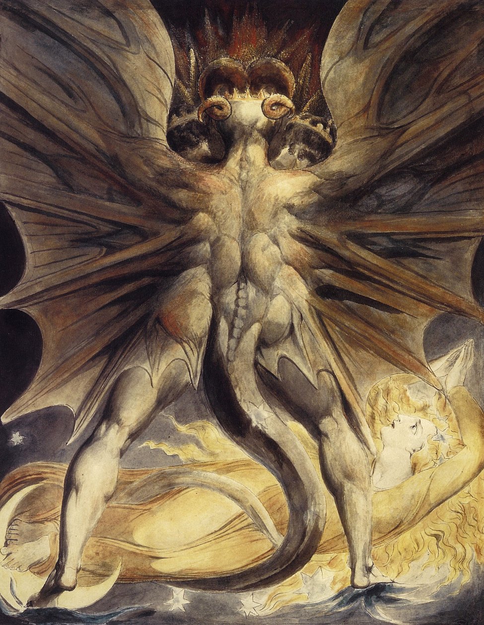 Kızıl Ejderha ve Güneşte Giyen Kadın, 1802-1805 by William Blake