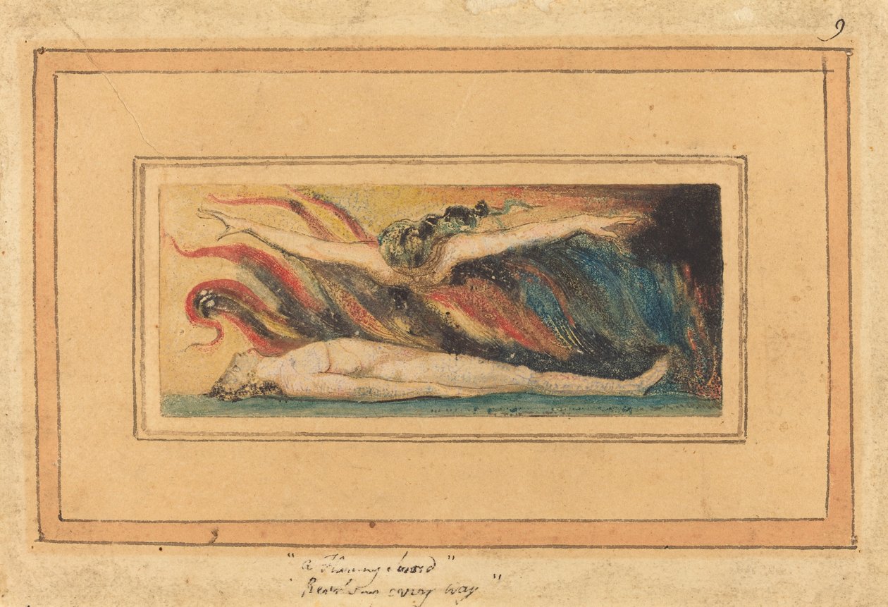 Beden Üzerinde Uçan Ruh [Cennet ve Cehennemin Evliliğinden, levha 14], c. 1796. by William Blake