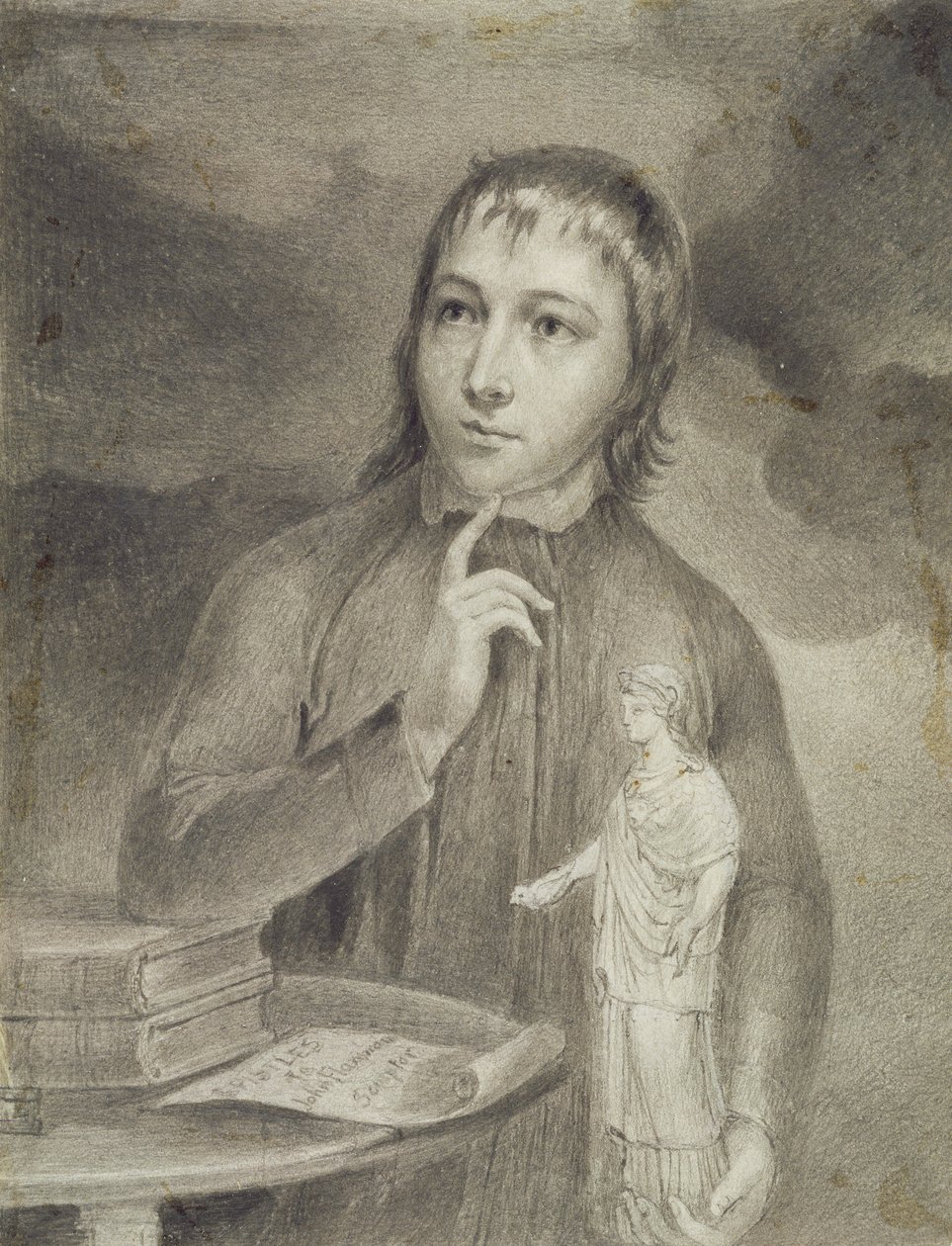 Thomas Alphonso Hayley, Yarım Boy Çizim, c.1800 (kağıt üzerinde gri b/c ile grafit) by William Blake