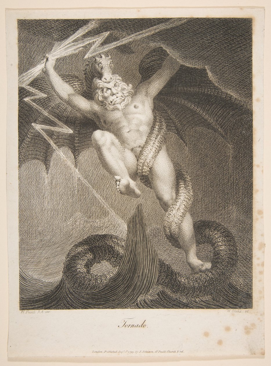 Tornado-Zeus Savaş Typhon Erasmus Darwin, Botanik Bahçesi, 1 Ağustos 1795. by William Blake
