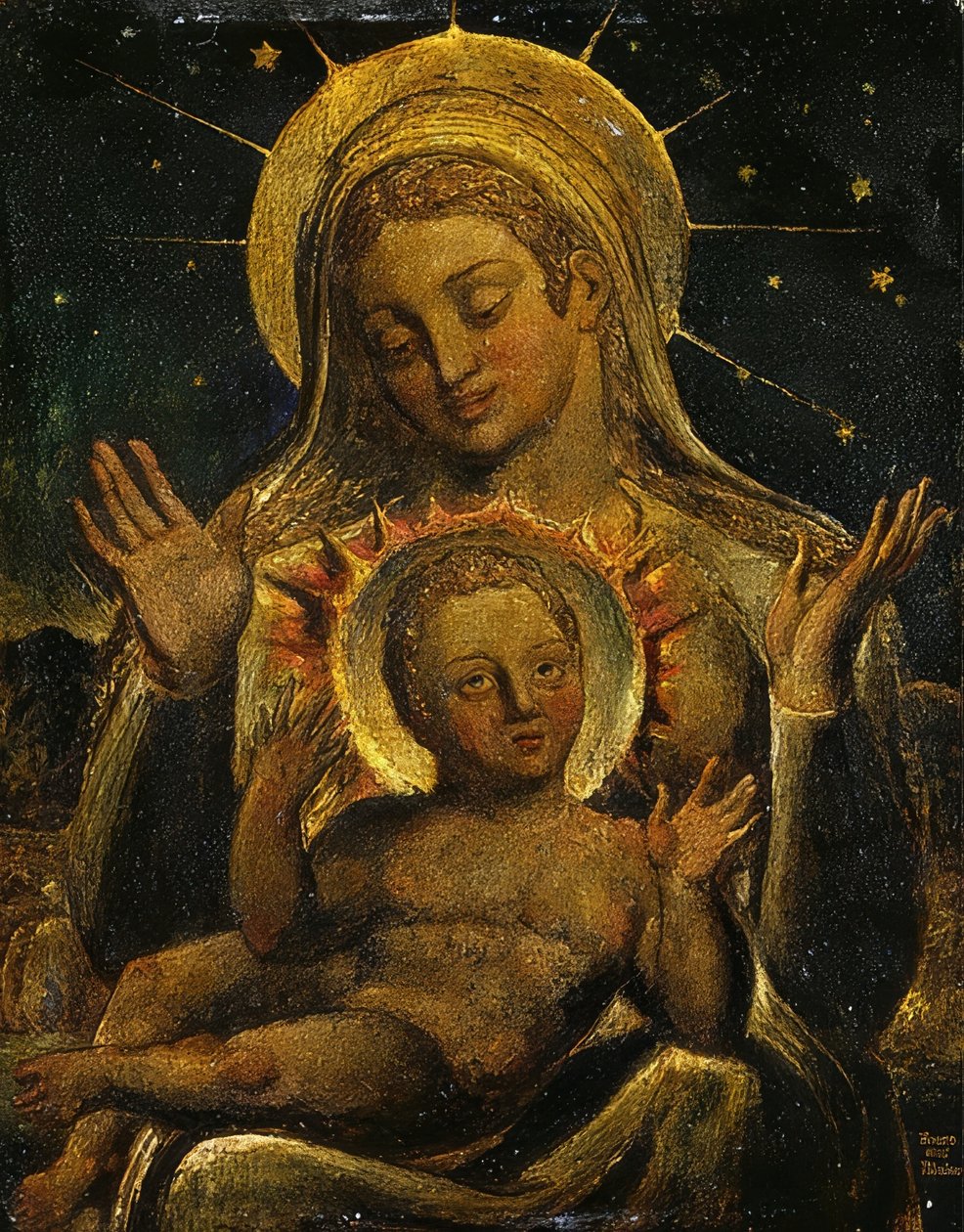 Bakire ve Çocuk. / Bakire çocuklu. 1825 by William Blake