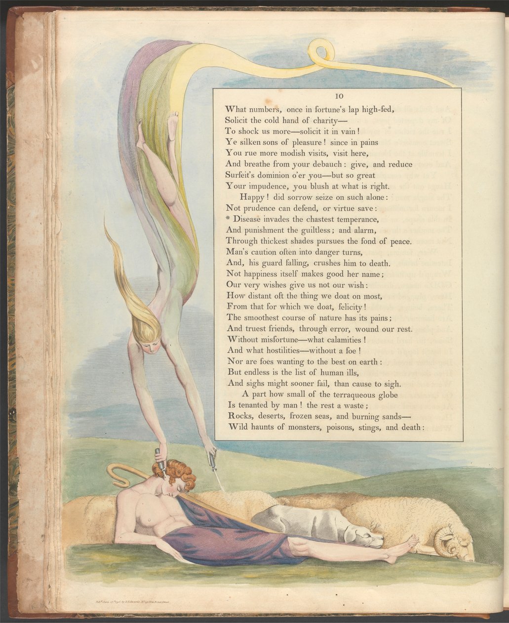 Young'ın Gece Düşünceleri, Sayfa 10, "Hastalık en iffetli mizacı işgal eder" by William Blake
