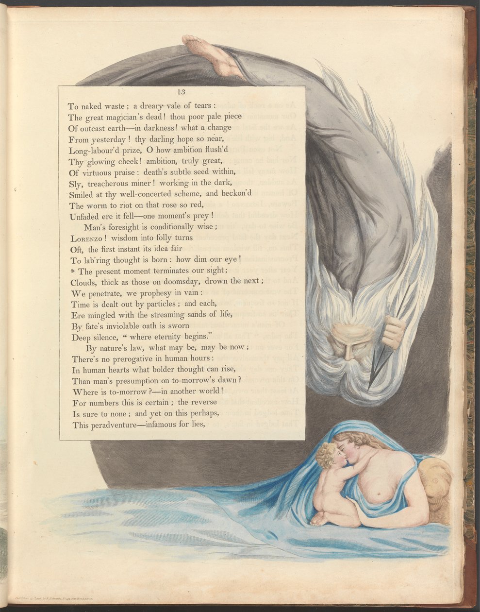 Young'ın Gece Düşünceleri, Sayfa 13, "Şu an görüşümüzü sonlandırıyor" by William Blake