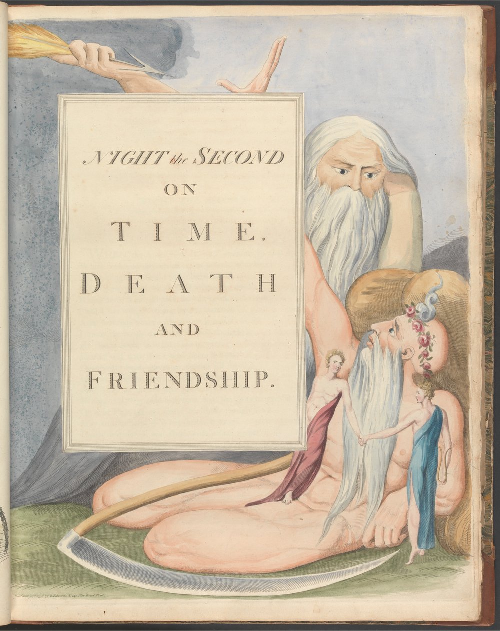 Young'ın Gece Düşünceleri, Sayfa 17, "İkinci Gece, Zamanında, Ölüm ve Dostluk Üzerine." by William Blake
