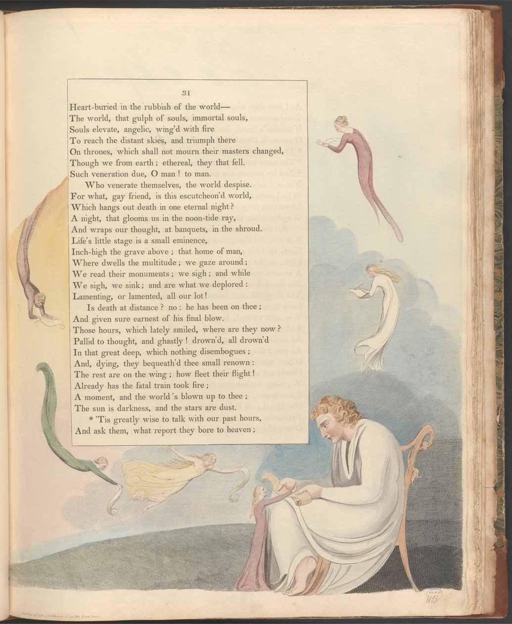Young'ın Gece Düşünceleri, Sayfa 31, "'Geçmiş saatlerimizle konuşmak çok akıllıca" by William Blake