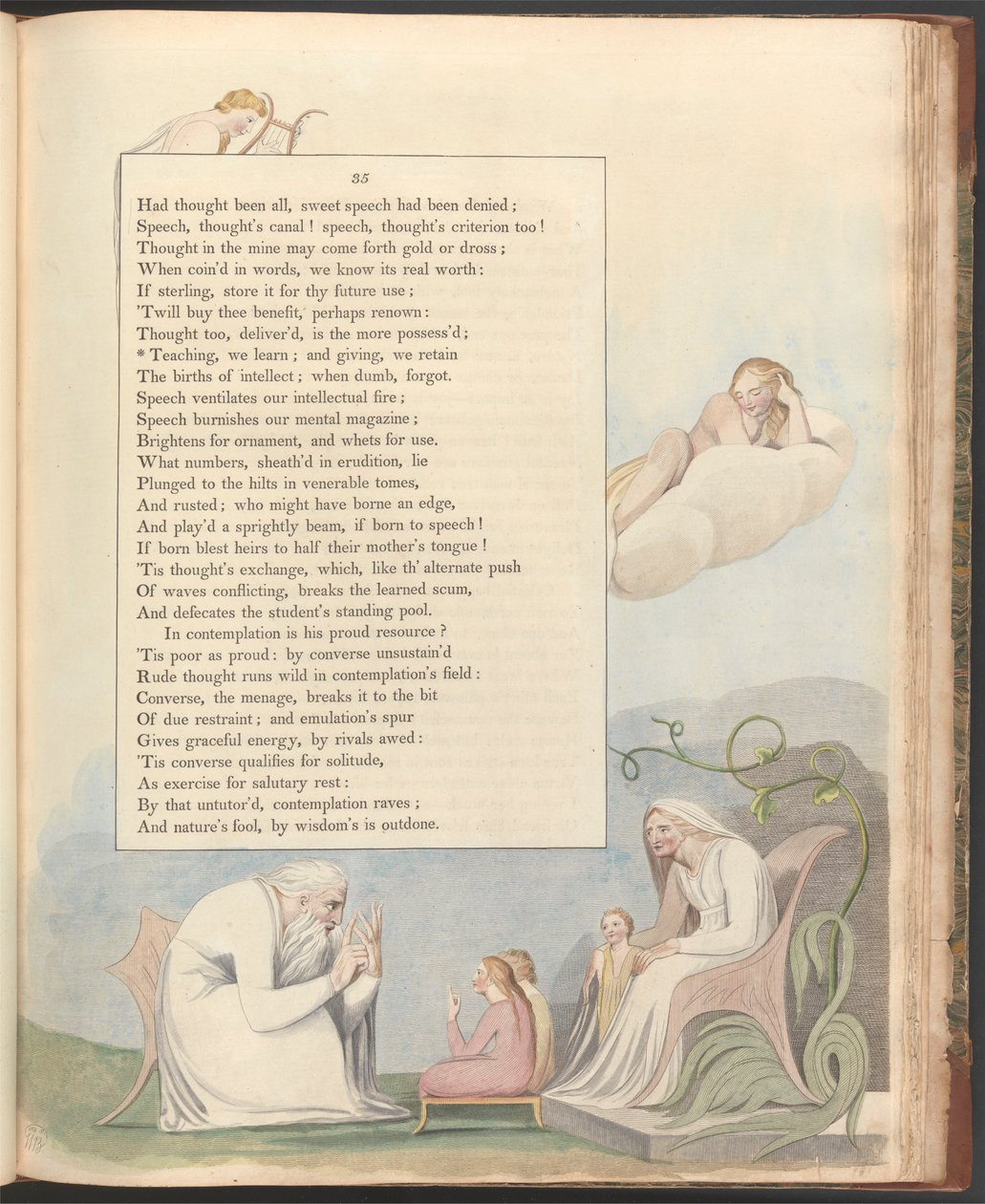 Young'ın Gece Düşünceleri, Sayfa 35, "Öğretirken öğreniriz ve vererek koruruz" by William Blake