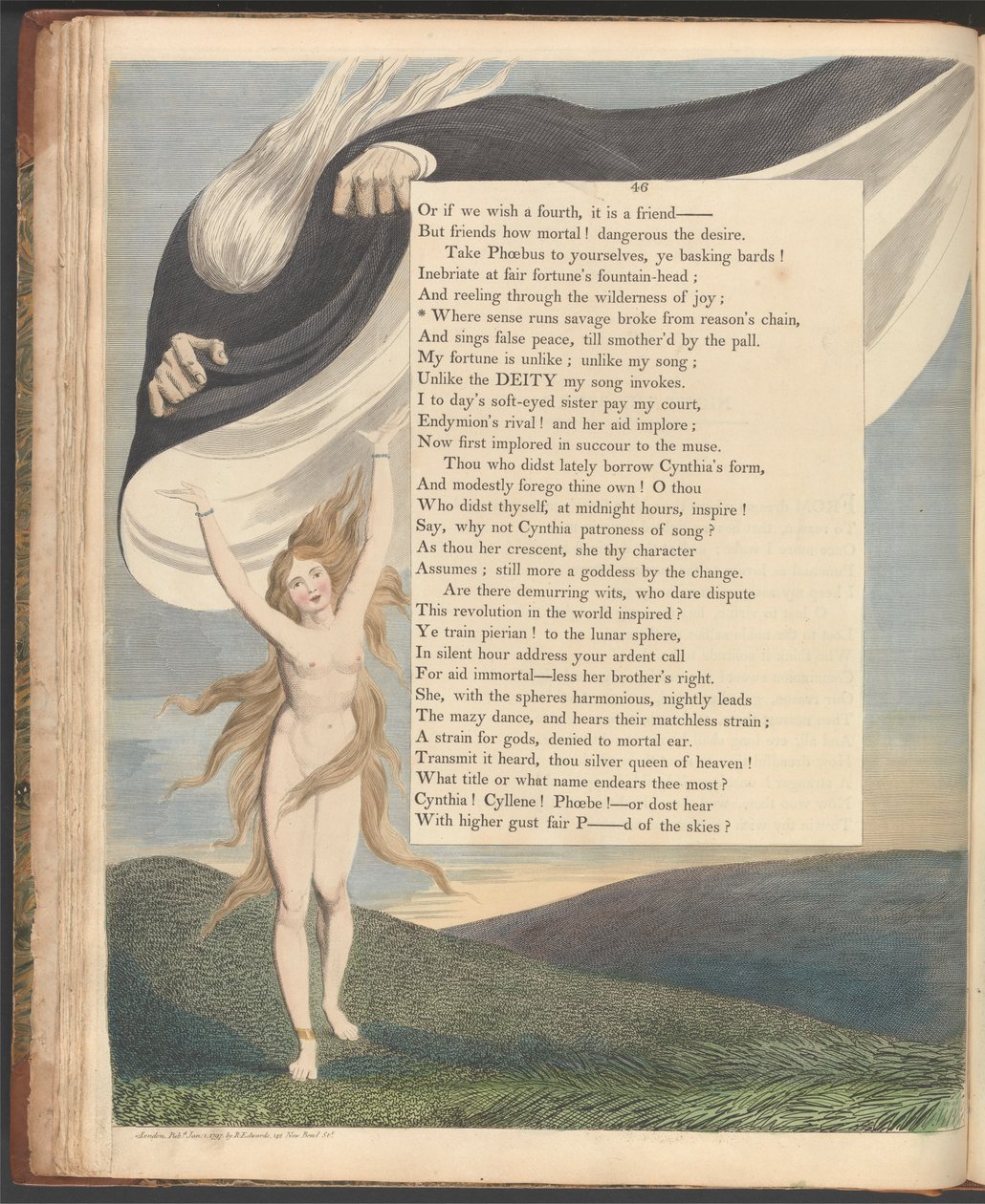 Young'ın Gece Düşünceleri, Sayfa 46, "Aklın vahşice koştuğu yerde aklın zincirinden koptu" by William Blake