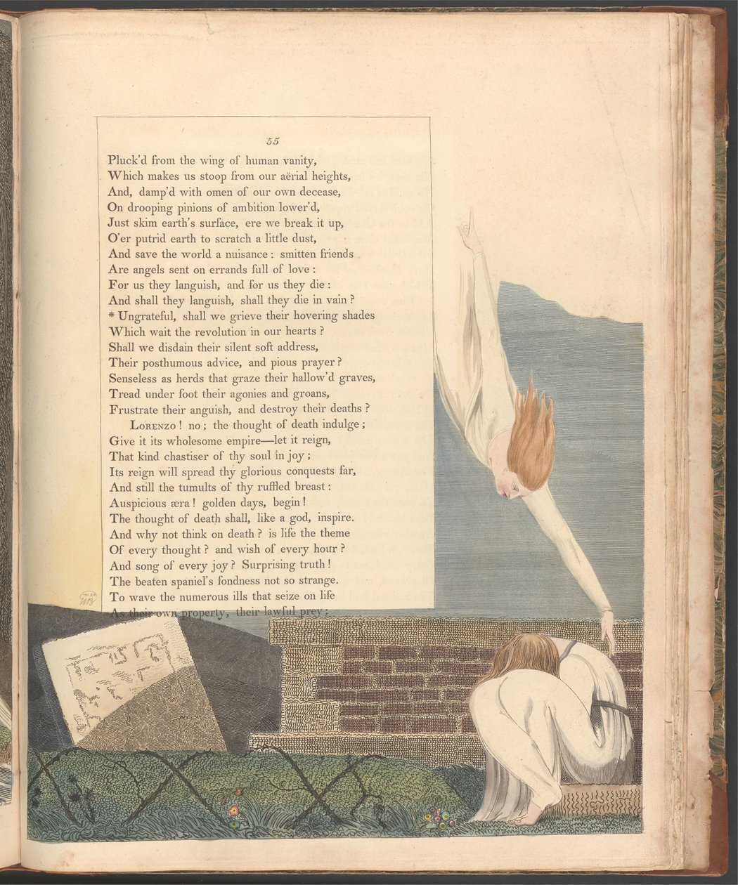 Young'ın Gece Düşünceleri, Sayfa 55, "nankörler, gezinen gölgelerine üzülelim mi" by William Blake