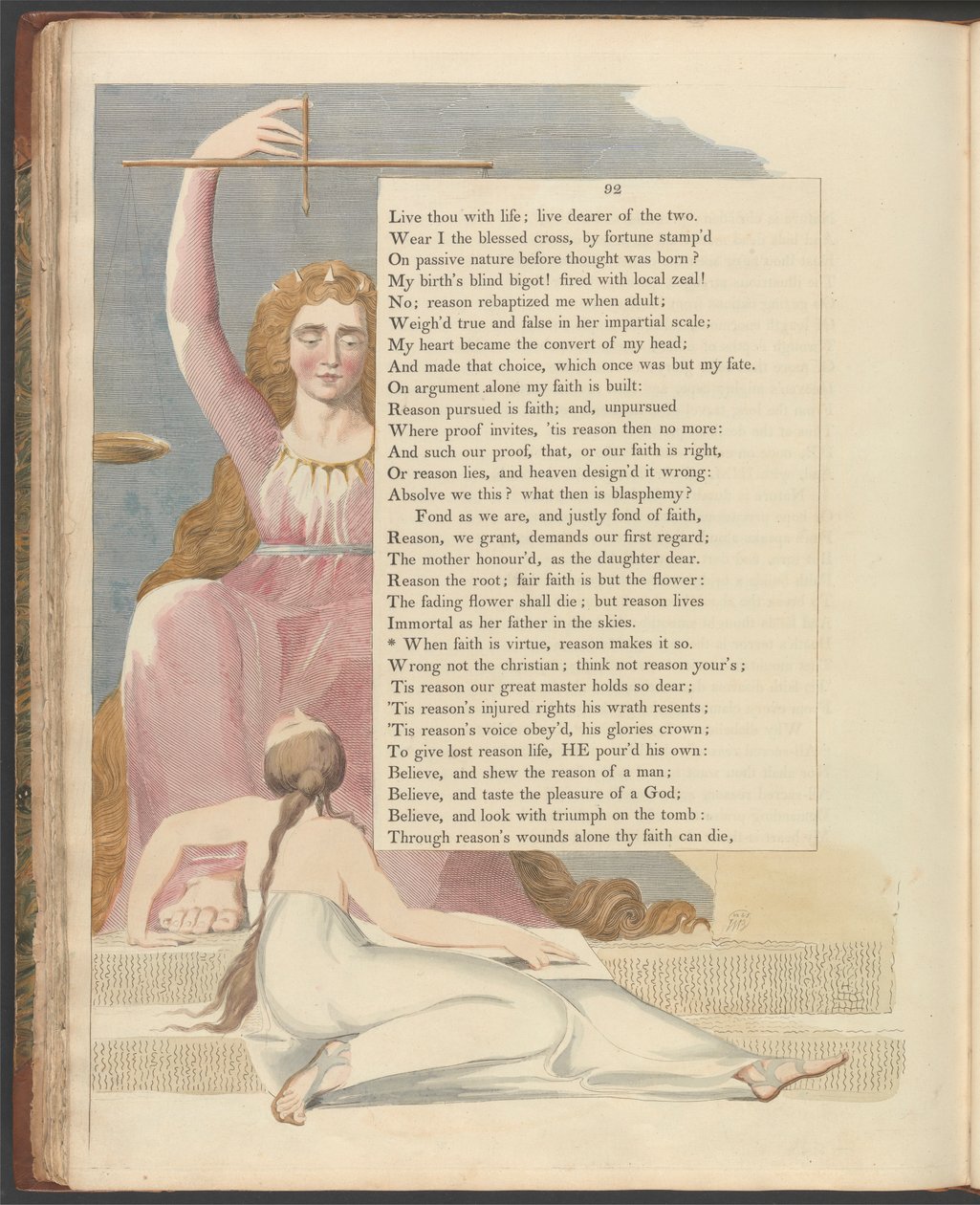 Young'ın Gece Düşünceleri, Sayfa 92, "İnanç erdem olduğunda, akıl onu öyle yapar" by William Blake