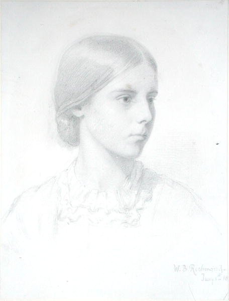 Genç Bir Kadının Portresi (kağıt üzerine kalem) by William Blake Richmond