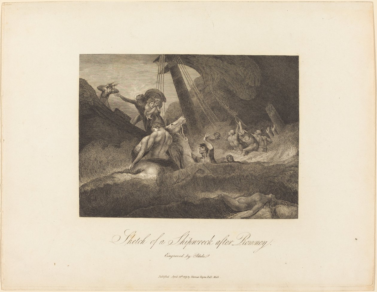 Bir gemi enkazının taslağı by William Blake after George Romney