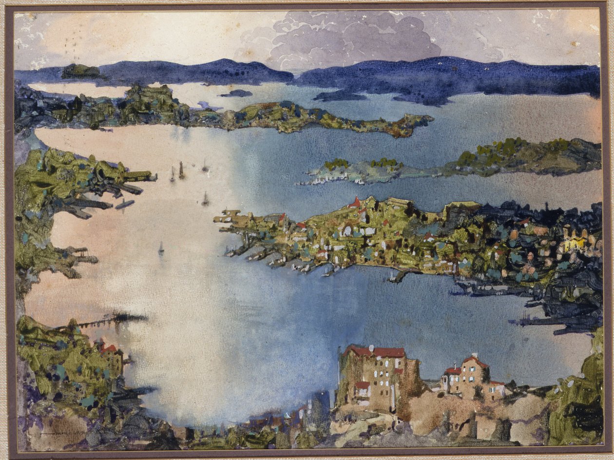 Kara ile Kilitlenmiş Bir Deniz (Sidney Limanı), c.1895 (kağıt üzerinde w/c) by William Blamire Young