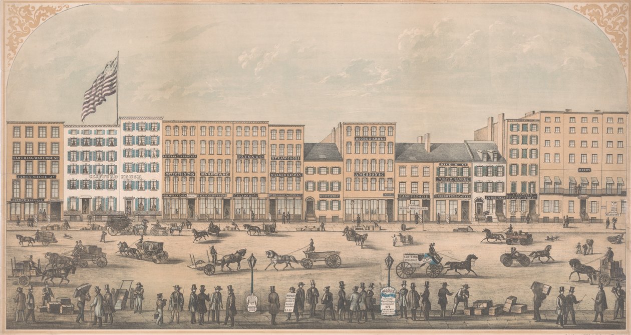 Park Place, New York, Broadway'den Church Street'e, Kuzey Yakası, MS 1854, by William Boell