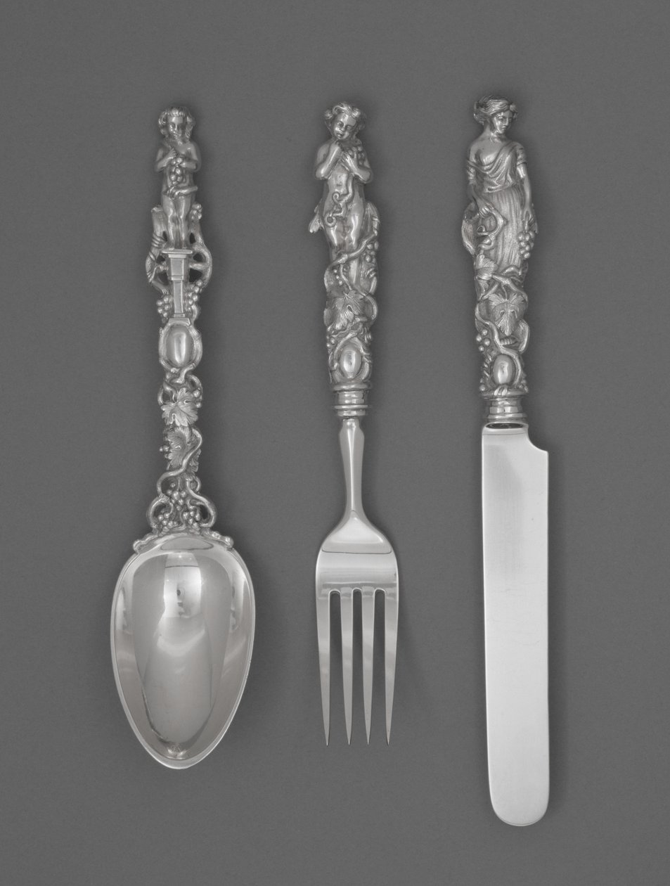 Çocuk Sofra Takımı Seti (Bıçak, Çatal ve Kaşık), c. 1865-1874 (gümüş) by William Bogert