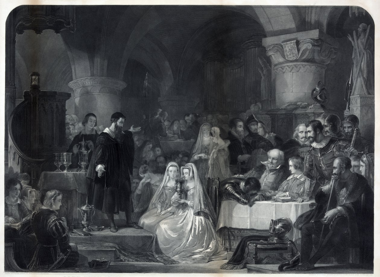 John Knox, ilk Protestan Komünyonunu yönetiyor, pub. 1849 by William Bonner