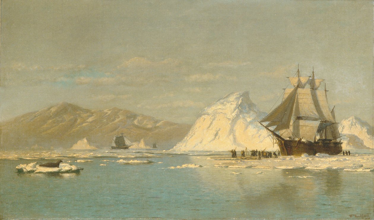 Grönland Açıklarında—Açık Su Arayan Balina Avcısı. by William Bradford