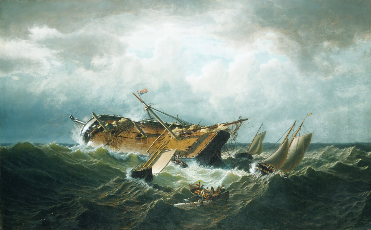 Nantucket açıklarında gemi enkazı Bir fırtınadan sonra Nantucket açıklarında enkaz, ca. 1860-61. by William Bradford